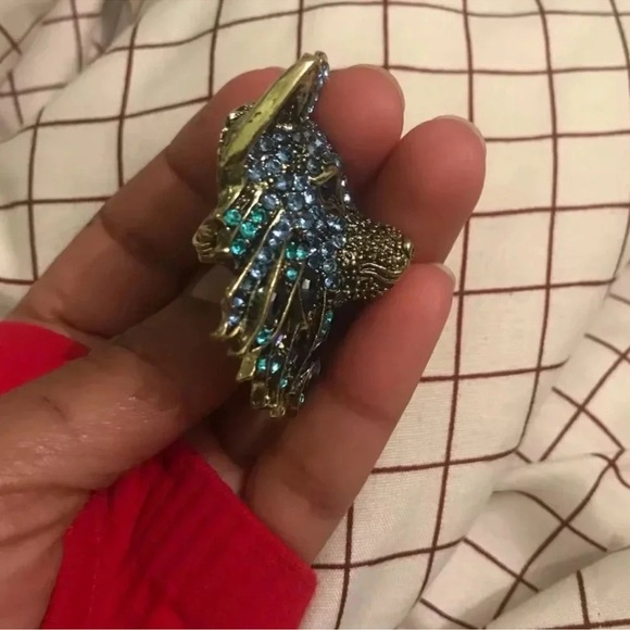 Betsey Johnson Wolf Crystal Blue Crystal Brooch - Picture 5 of 8